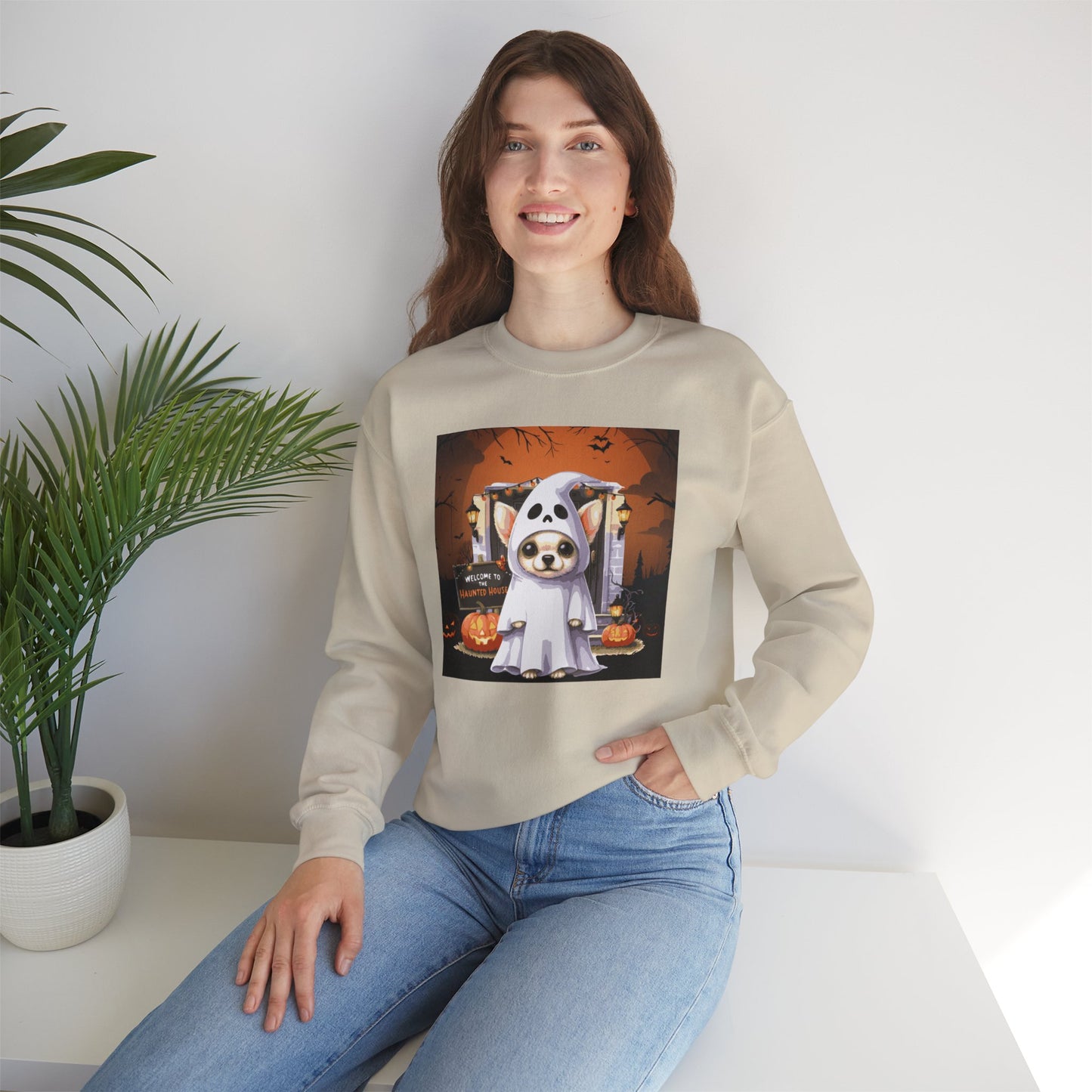 Unisex Heavy Blend™ Crewneck Sweatshirt - Chihuahua Ghost Puppy