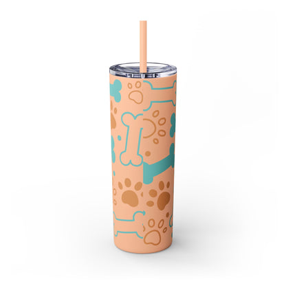 Paws and Bones Skinny Tumbler with Straw, 20oz