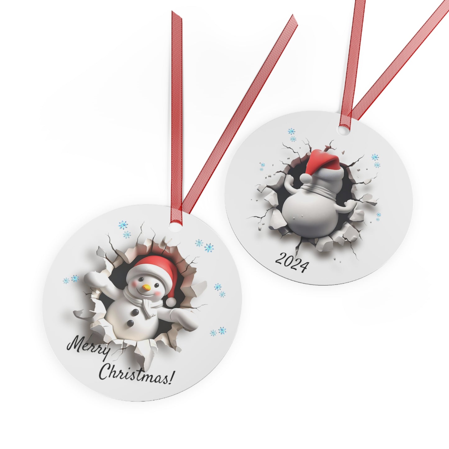 3D Snowman Metal Ornaments