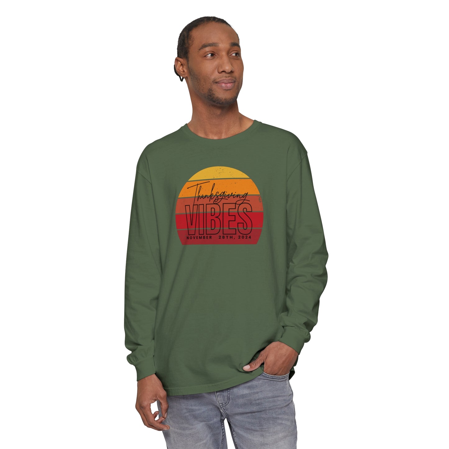 Thanksgiving Vibes Comfort Colors Unisex Garment-dyed Long Sleeve T-Shirt