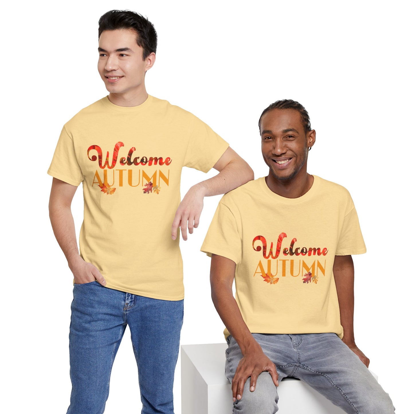 Welcome Autumn Leaves - Unisex Heavy Cotton Tee