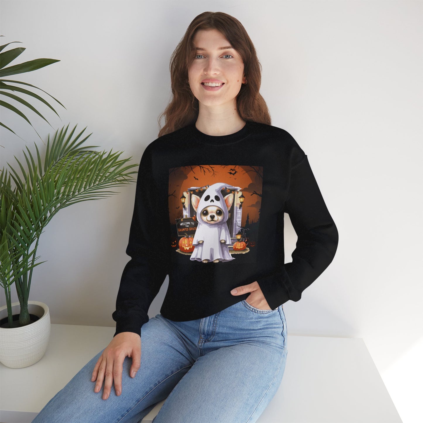 Unisex Heavy Blend™ Crewneck Sweatshirt - Chihuahua Ghost Puppy