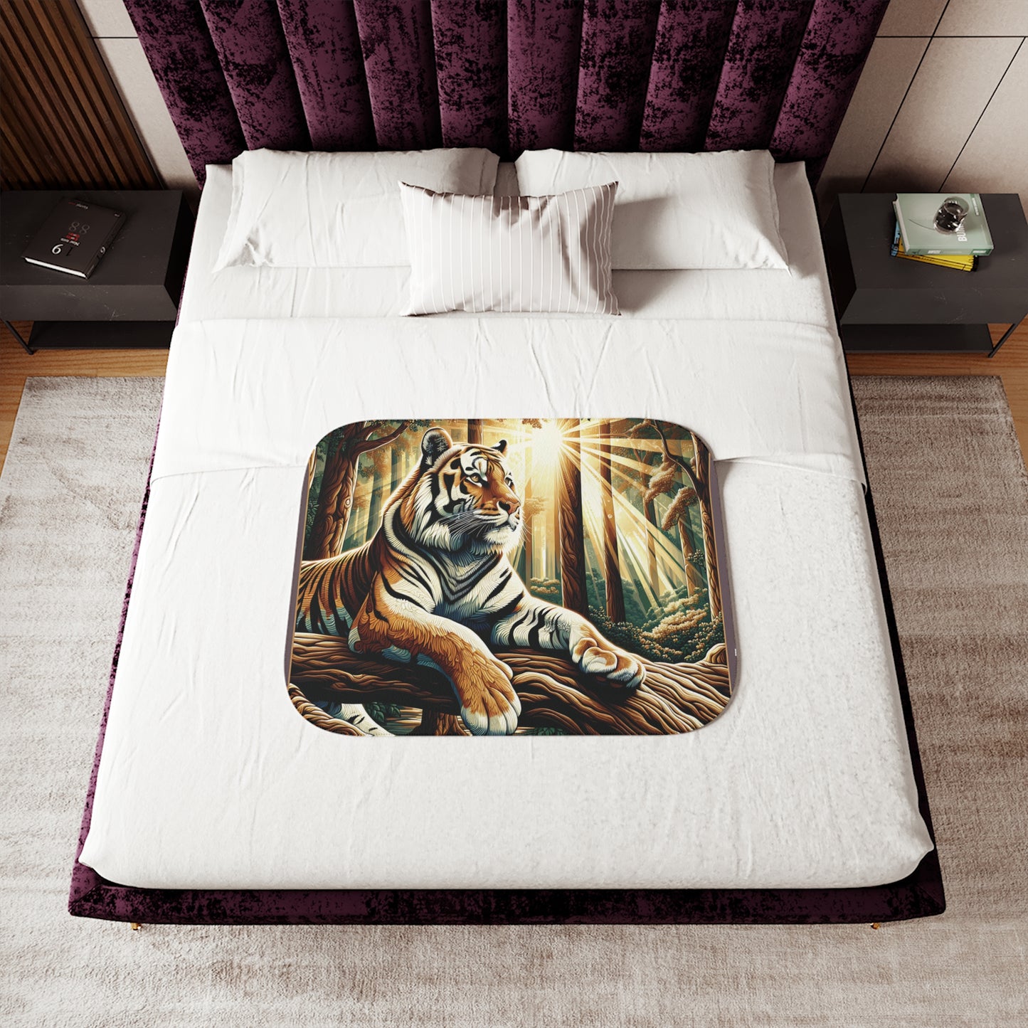 Bengal Tiger Sherpa Blanket, Two Colors for Reverse Side