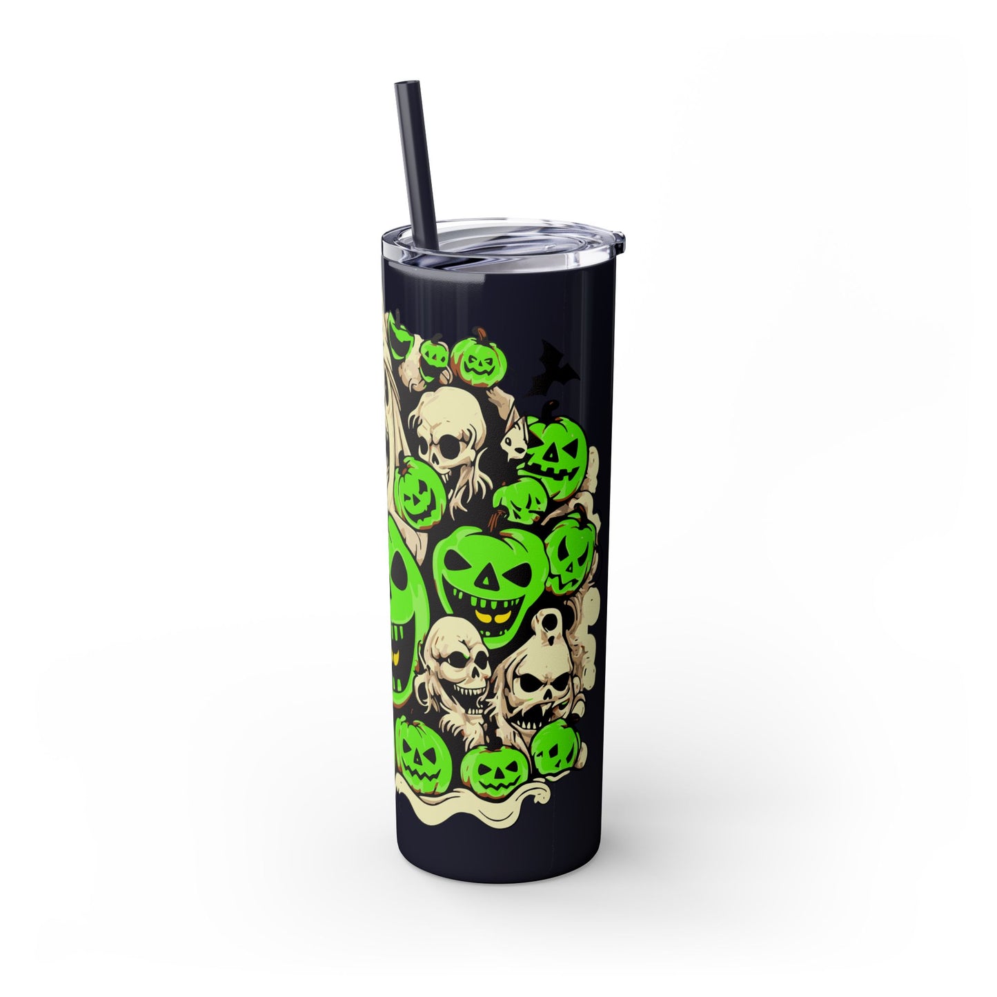 Neon Ghouls 'n Cats Eyes Skinny Tumbler with Straw, 20oz