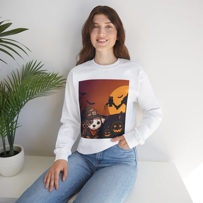 Unisex Heavy Blend™ Crewneck Sweatshirt - Pit Bull Pup and Pumpkins