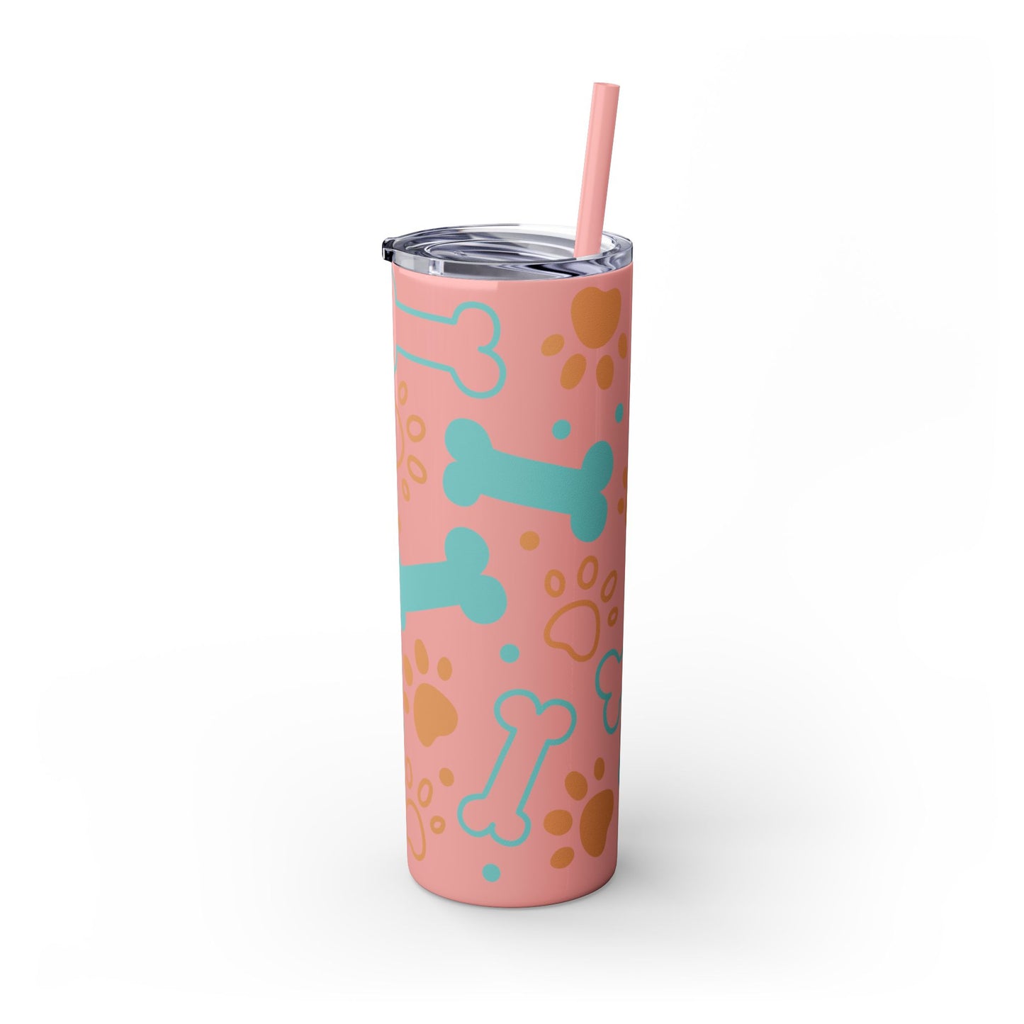 Paws and Bones Skinny Tumbler with Straw, 20oz