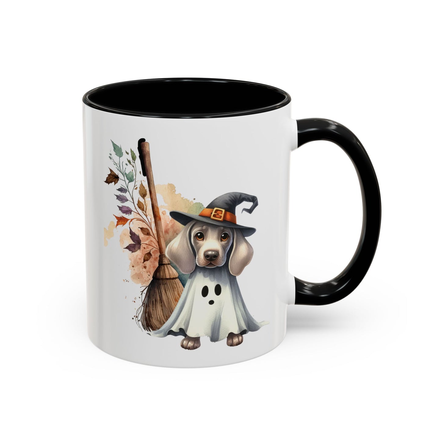 Halloween Accent Coffee Mug (11 oz) Adorable Weimaraner Witch Puppy