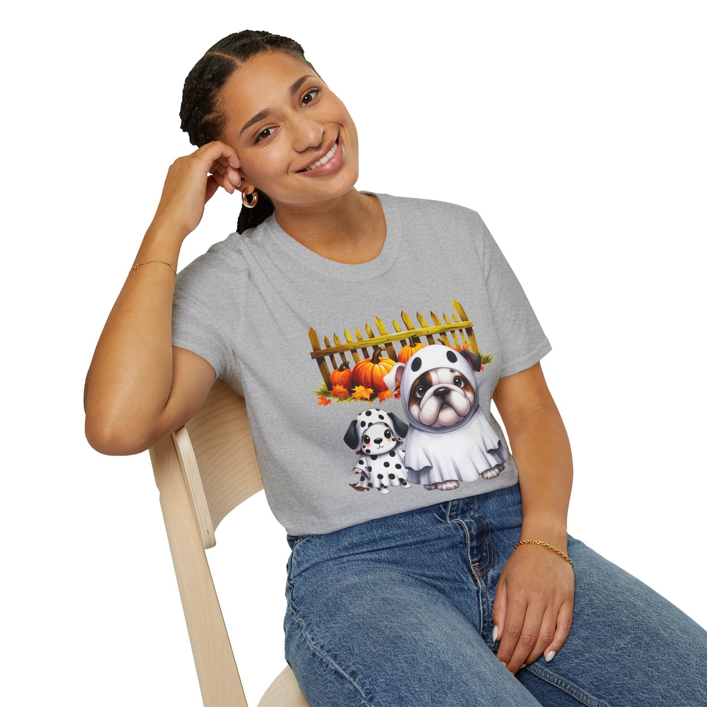 Unisex Softstyle T-Shirt - Bull Dog and Dalmatian Puppies