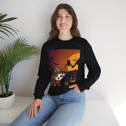 Unisex Heavy Blend™ Crewneck Sweatshirt - Pit Bull Pup and Pumpkins