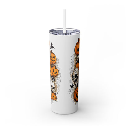 Ghouls and Pumpkins Skinny Tumbler with Straw, 20oz