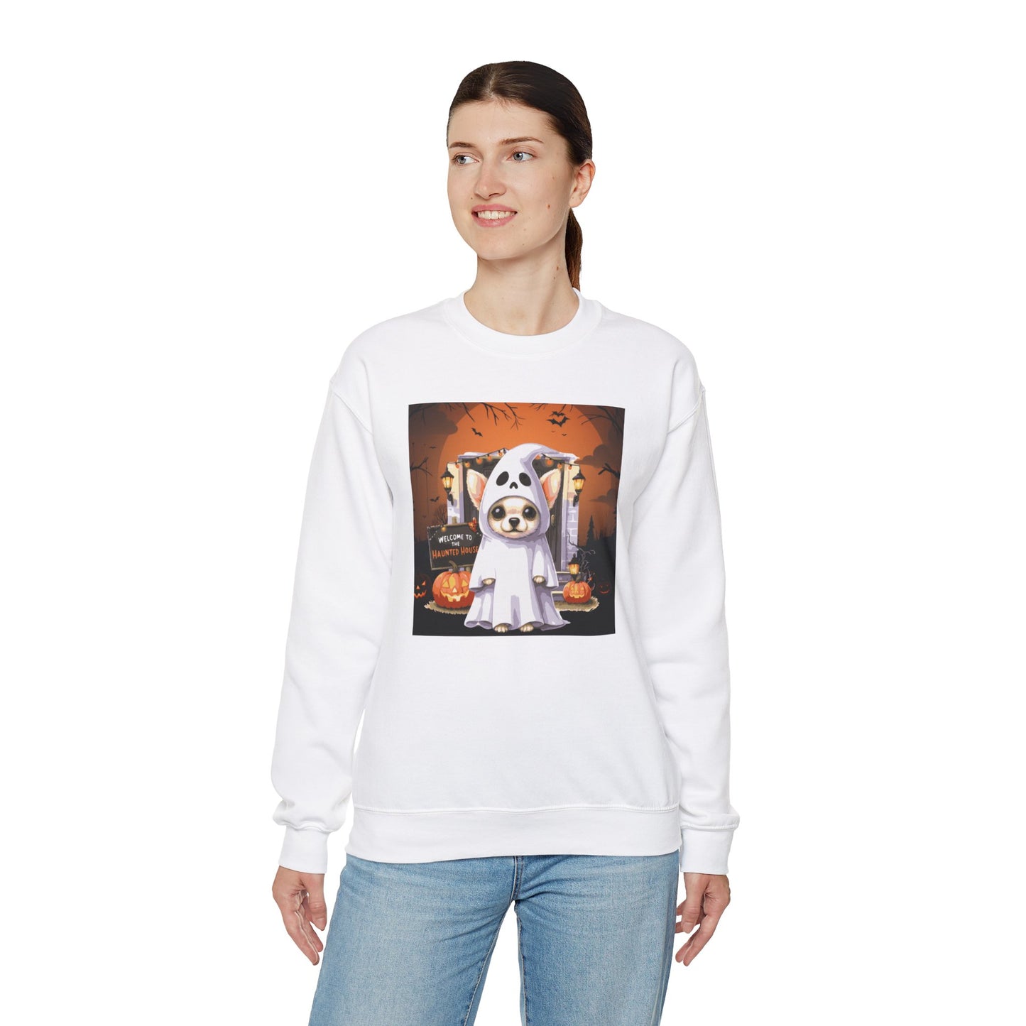 Unisex Heavy Blend™ Crewneck Sweatshirt - Chihuahua Ghost Puppy