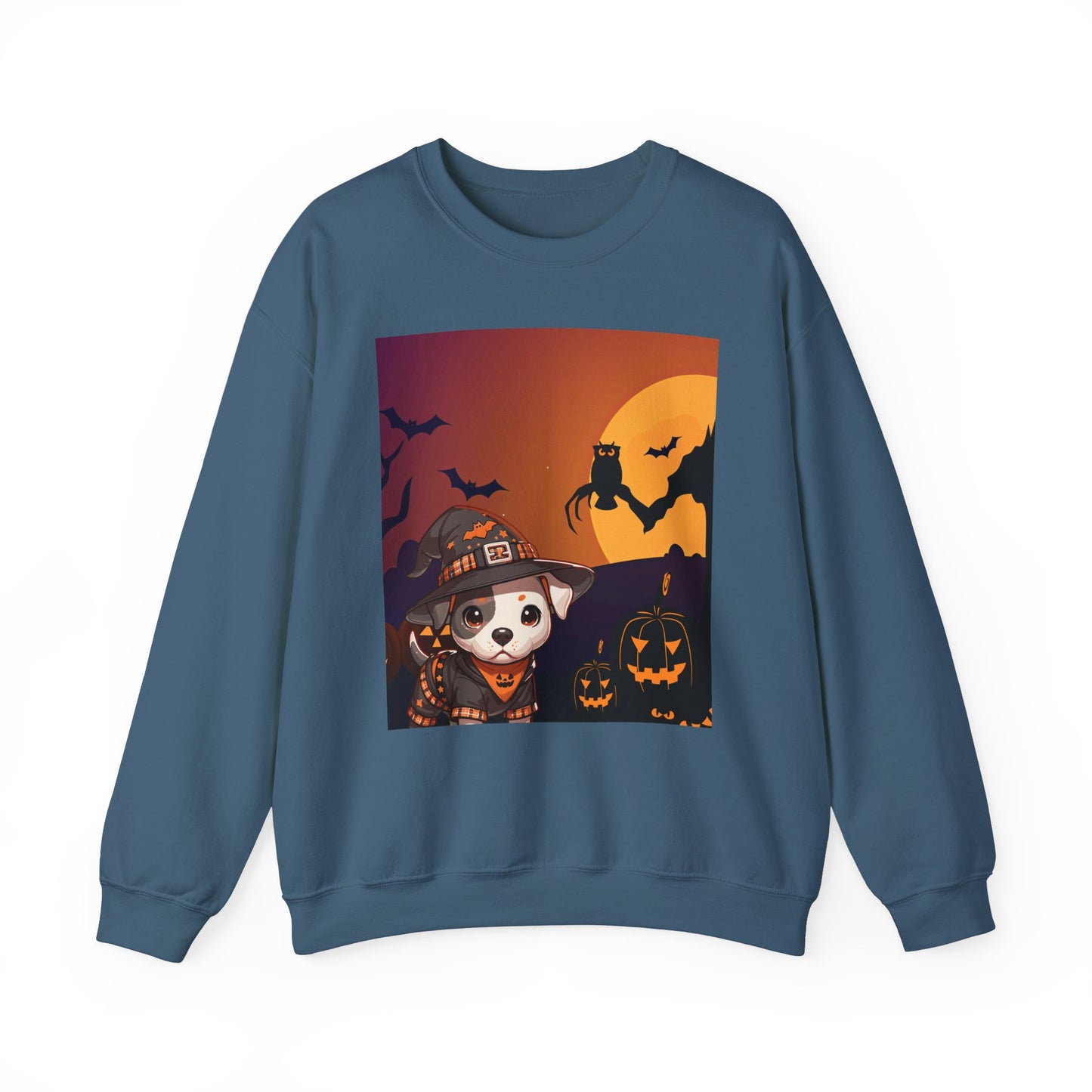 Unisex Heavy Blend™ Crewneck Sweatshirt - Pit Bull Pup and Pumpkins