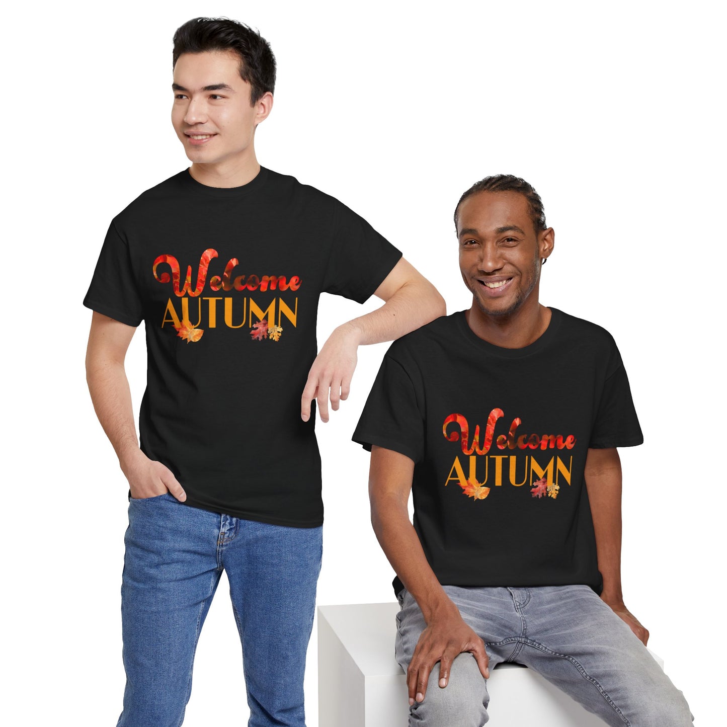 Welcome Autumn Leaves - Unisex Heavy Cotton Tee