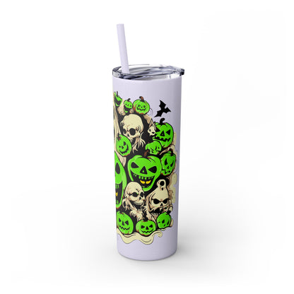 Neon Ghouls 'n Cats Eyes Skinny Tumbler with Straw, 20oz