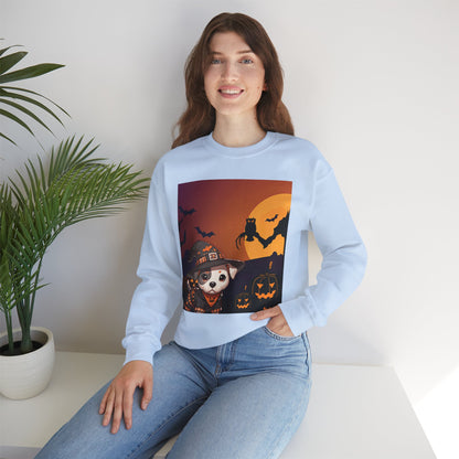 Unisex Heavy Blend™ Crewneck Sweatshirt - Pit Bull Pup and Pumpkins