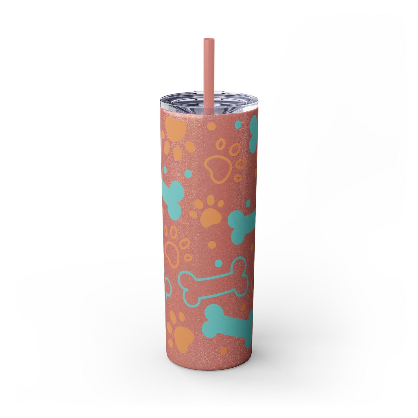 Paws and Bones Skinny Tumbler with Straw, 20oz