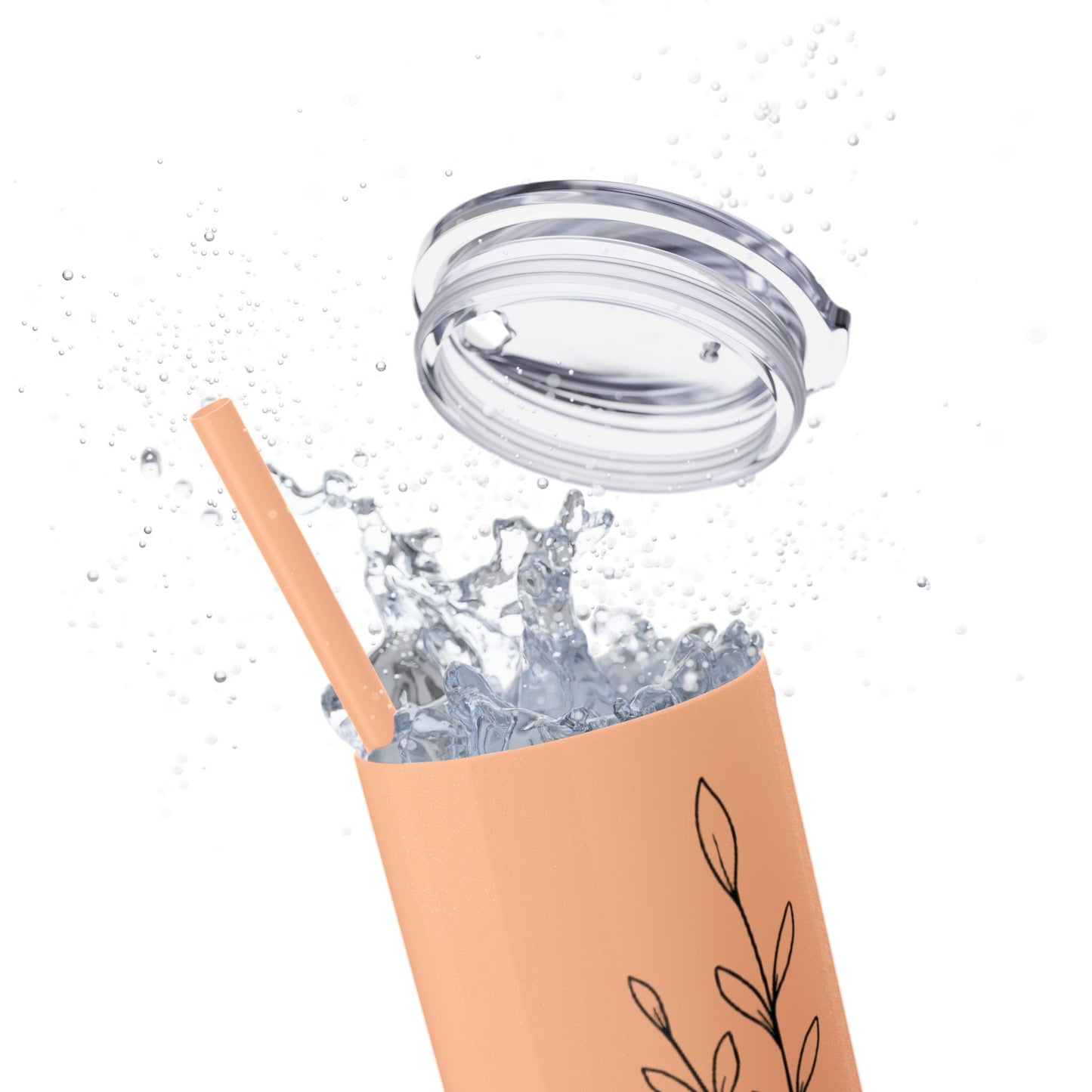 "Heather" Floral Skinny Tumbler with Straw, 20oz