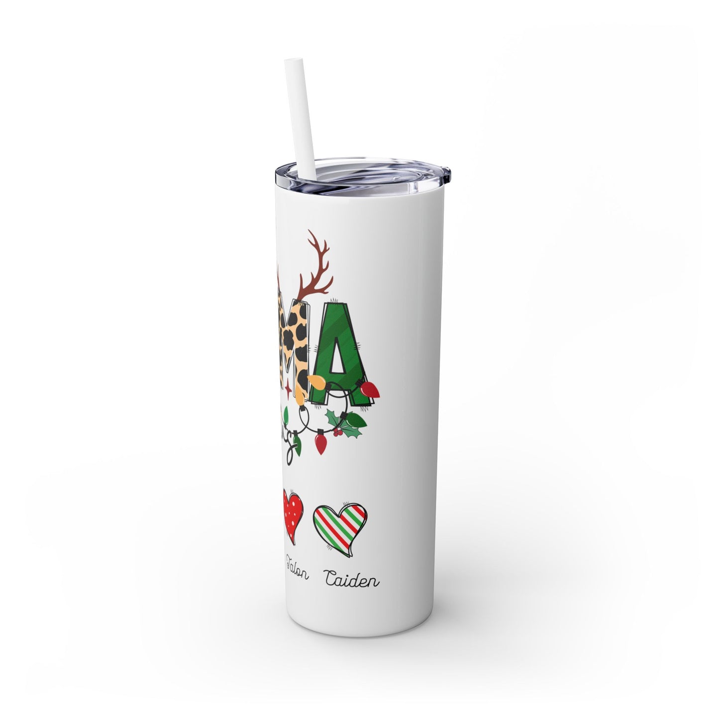 Mama Claus Personalized Skinny Tumbler with Straw, 20oz