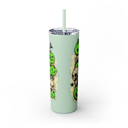 Neon Ghouls 'n Cats Eyes Skinny Tumbler with Straw, 20oz