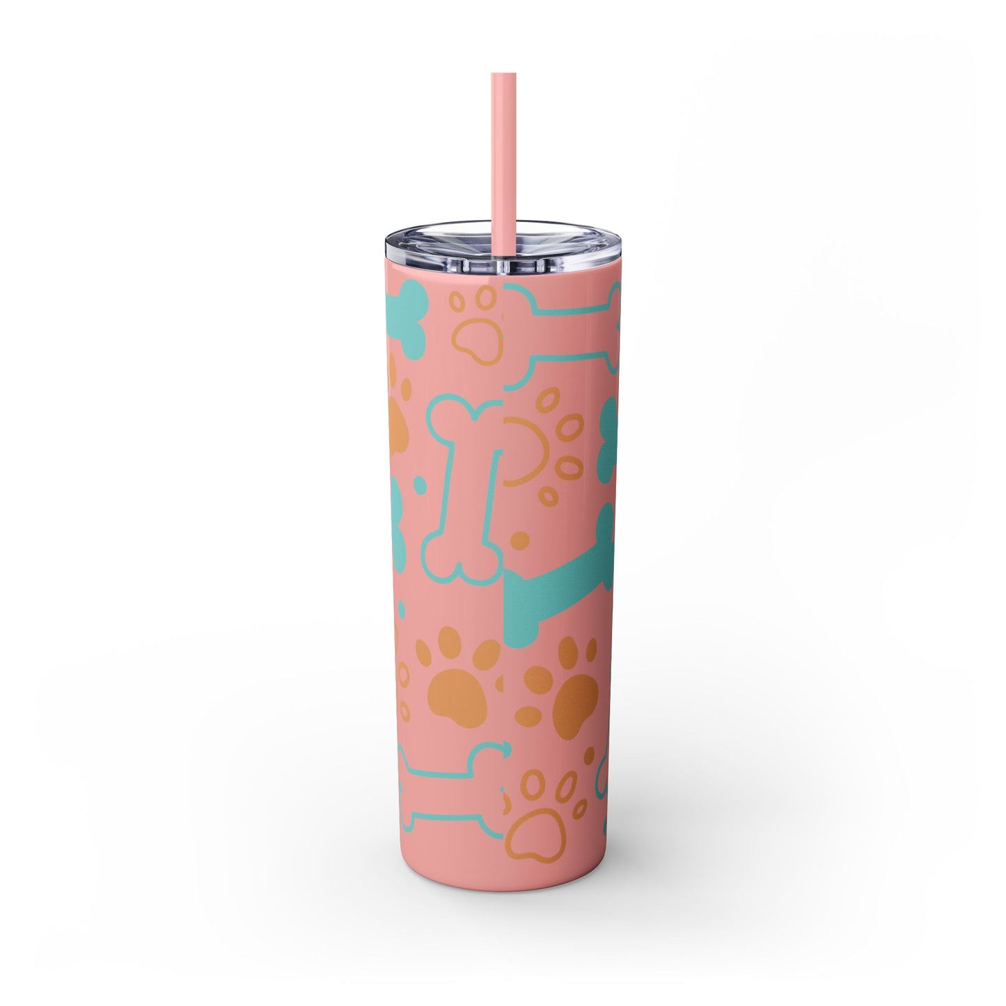 Paws and Bones Skinny Tumbler with Straw, 20oz