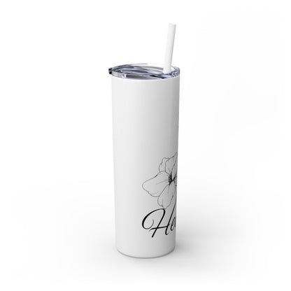 "Heather" Floral Skinny Tumbler with Straw, 20oz