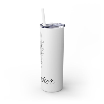 "Heather" Floral Skinny Tumbler with Straw, 20oz