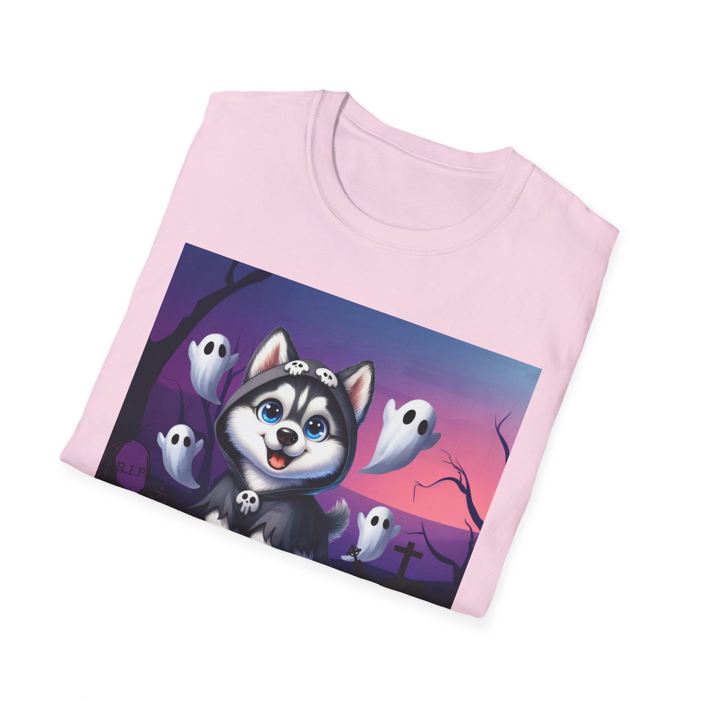 Unisex Softstyle T-Shirt - Husky and Ghosts