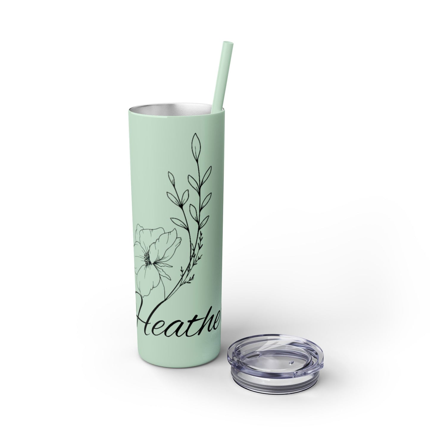 "Heather" Floral Skinny Tumbler with Straw, 20oz