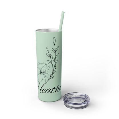 "Heather" Floral Skinny Tumbler with Straw, 20oz