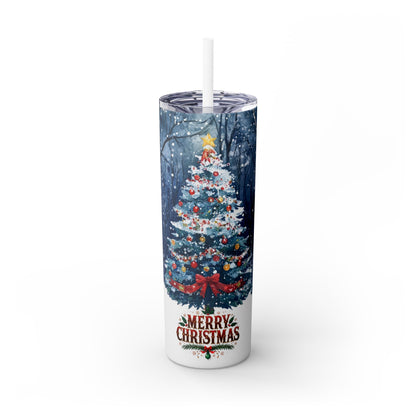 Merry Christmas Skinny Tumbler with Straw, 20oz