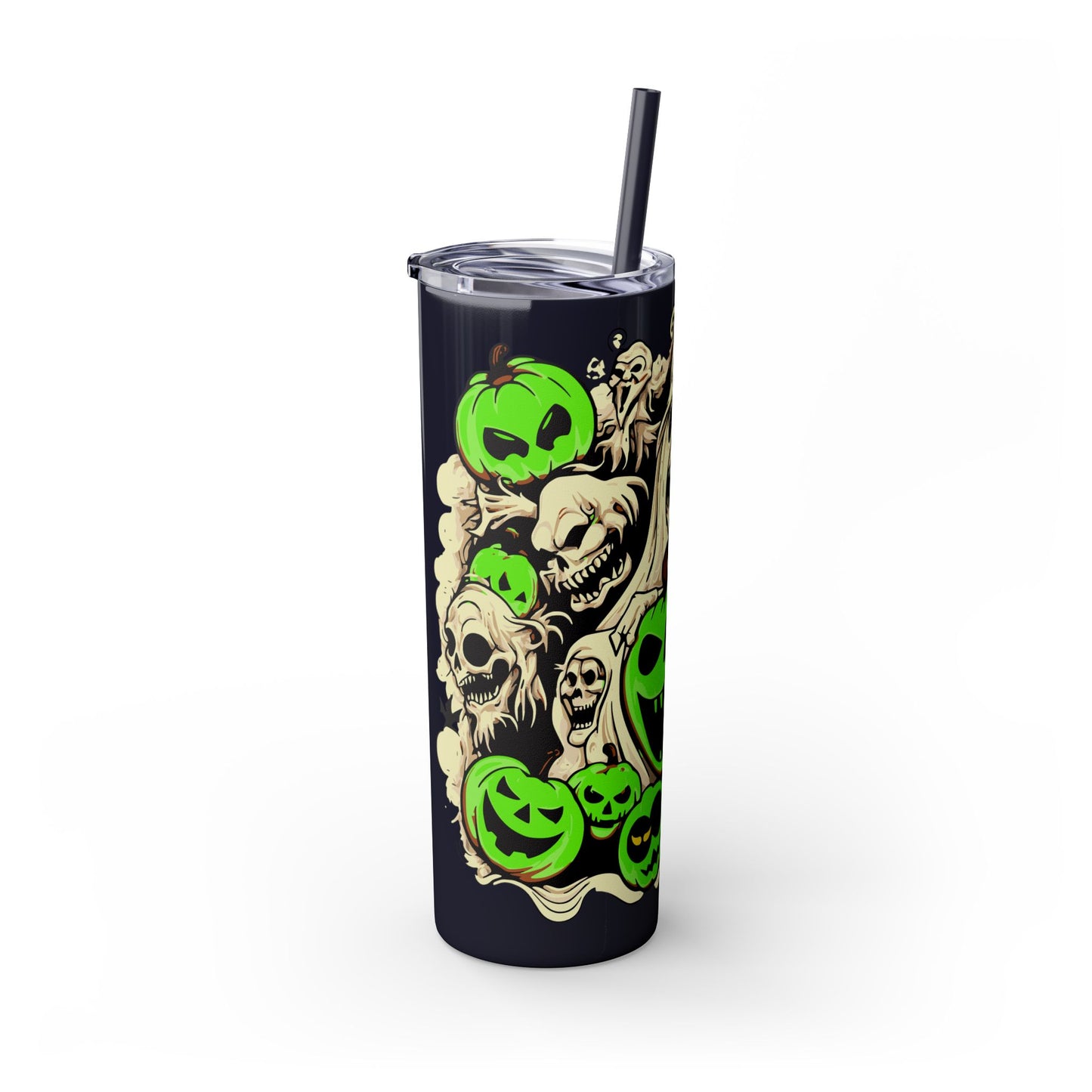 Neon Ghouls 'n Cats Eyes Skinny Tumbler with Straw, 20oz