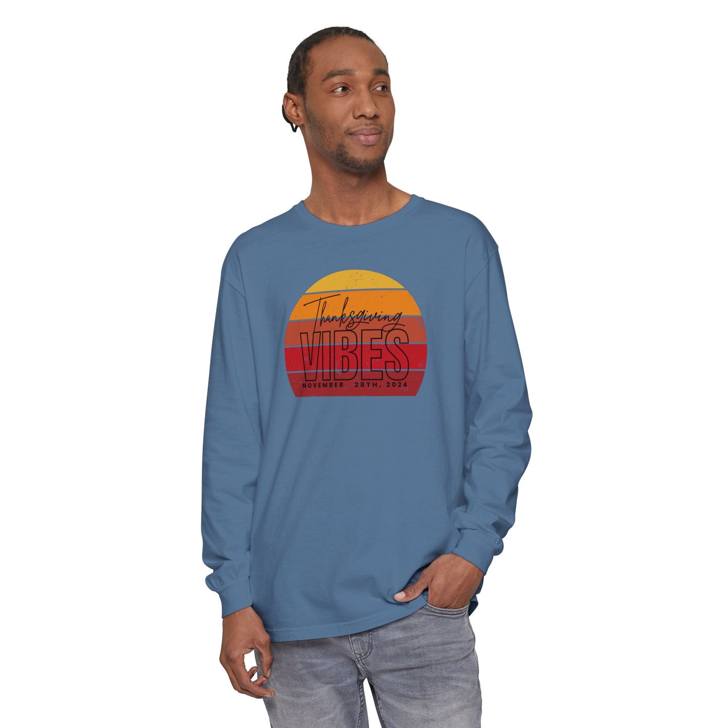 Thanksgiving Vibes Comfort Colors Unisex Garment-dyed Long Sleeve T-Shirt