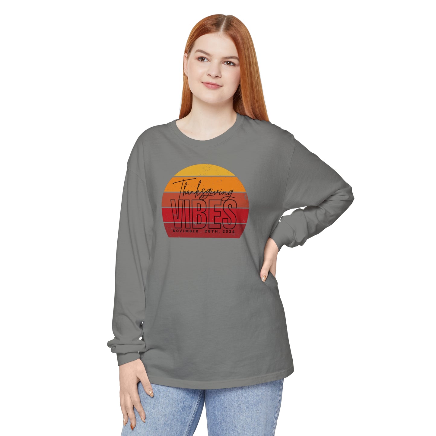 Thanksgiving Vibes Comfort Colors Unisex Garment-dyed Long Sleeve T-Shirt