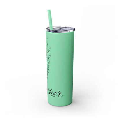 "Heather" Floral Skinny Tumbler with Straw, 20oz