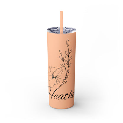 "Heather" Floral Skinny Tumbler with Straw, 20oz