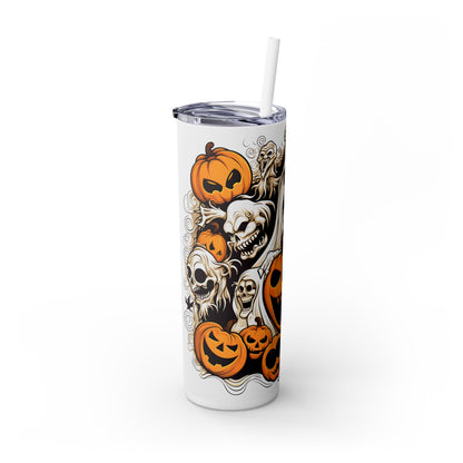 Ghouls and Pumpkins Skinny Tumbler with Straw, 20oz