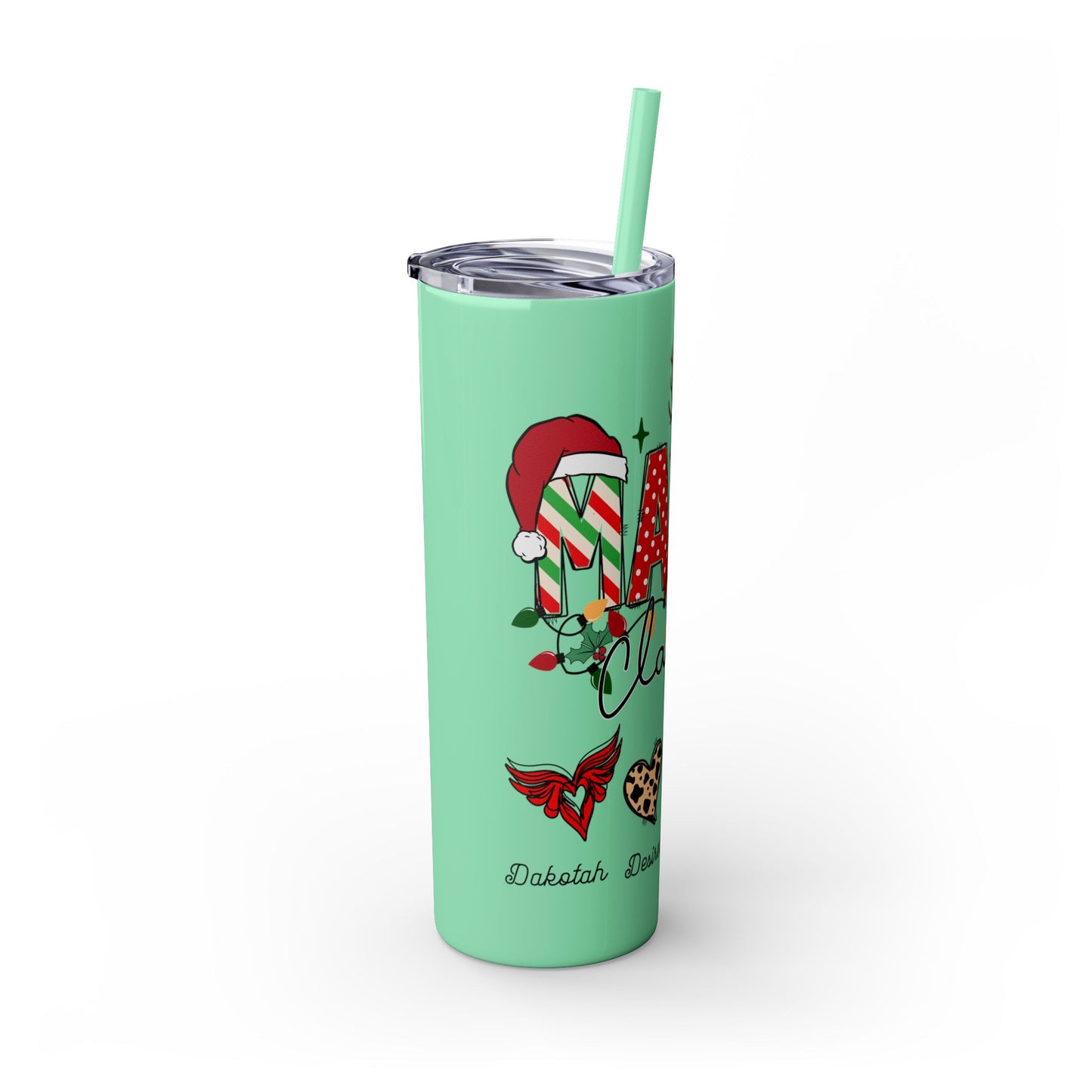 Mama Claus Personalized Skinny Tumbler with Straw, 20oz