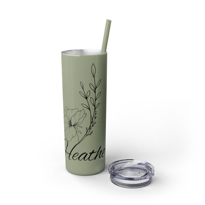 "Heather" Floral Skinny Tumbler with Straw, 20oz