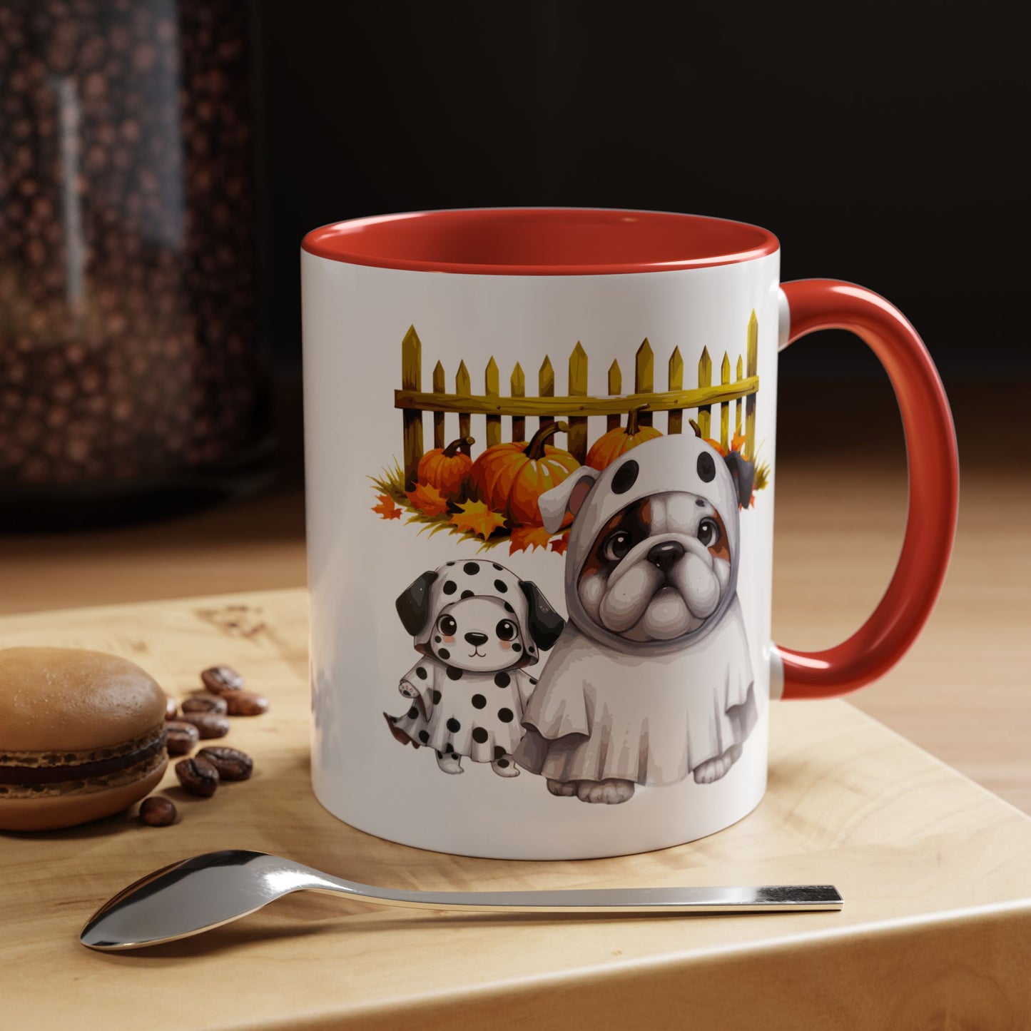 Halloween Accent Coffee Mug (11 oz) Bull Dog and Dalmatian Puppies