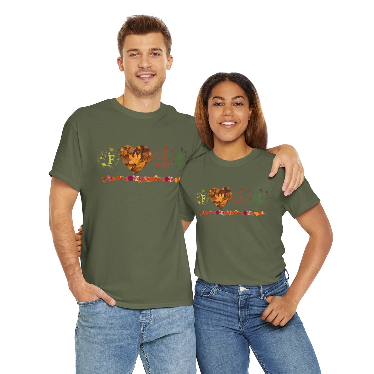 Unisex Heavy Cotton Tee - Fall Leaves