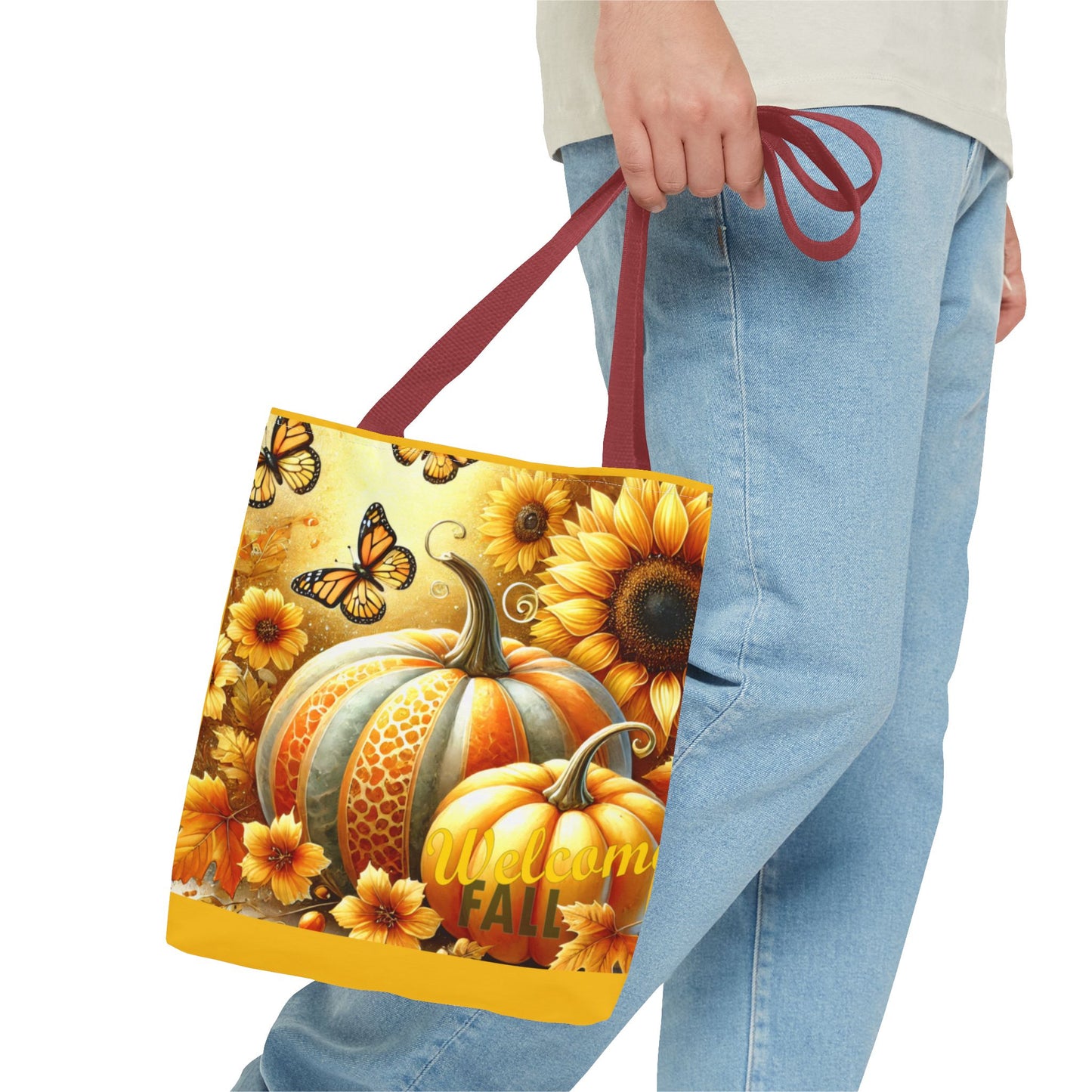 Welcome Fall  Pumpkins and Butterflies - TOTE BAG - (AOP)