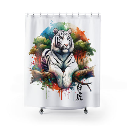 White Tiger Shower Curtain