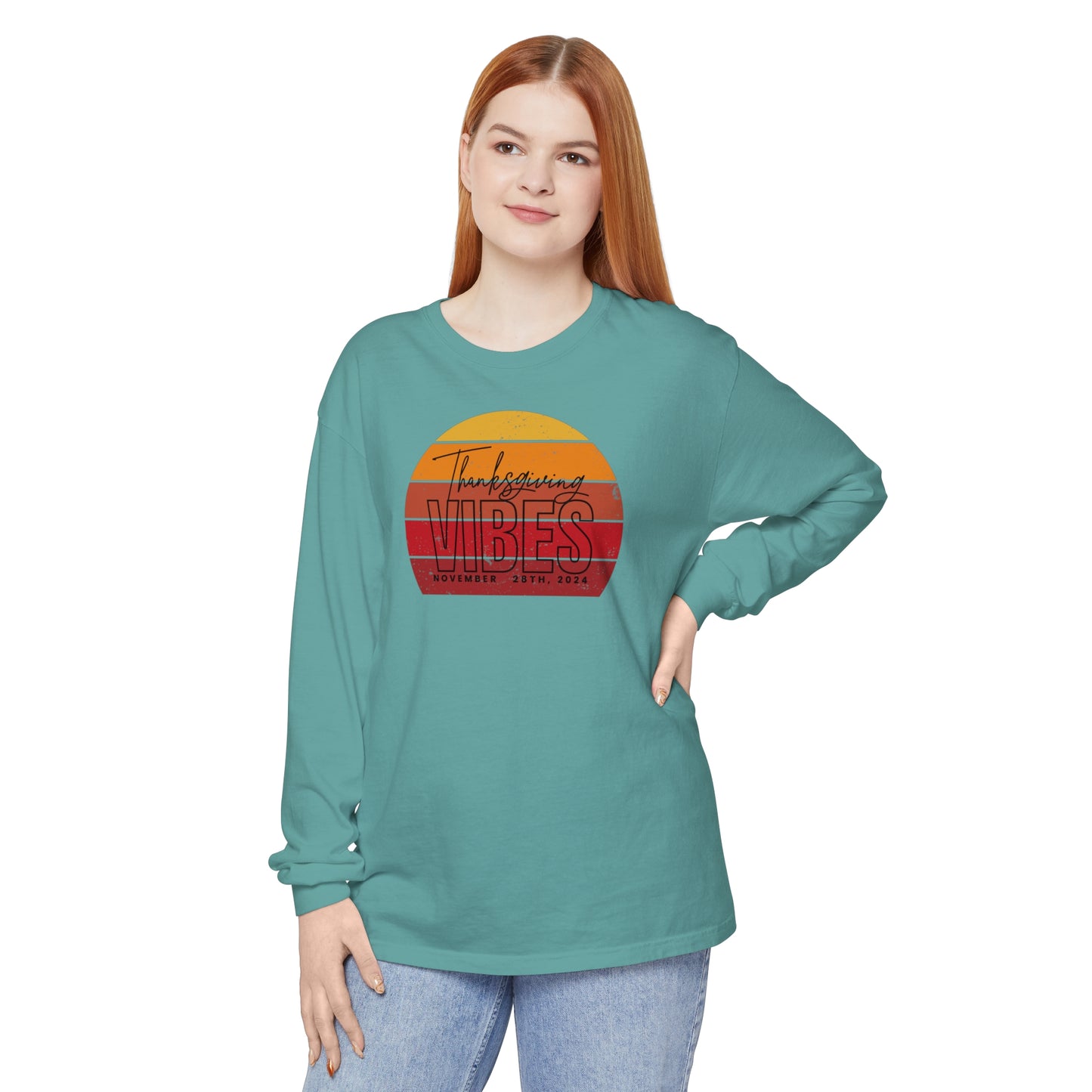 Thanksgiving Vibes Comfort Colors Unisex Garment-dyed Long Sleeve T-Shirt