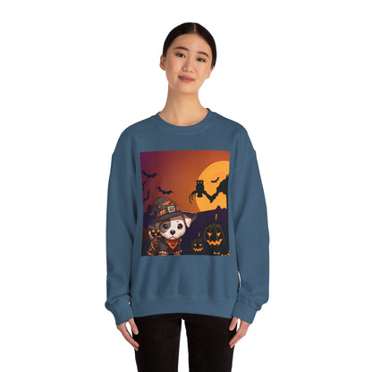 Unisex Heavy Blend™ Crewneck Sweatshirt - Pit Bull Pup and Pumpkins