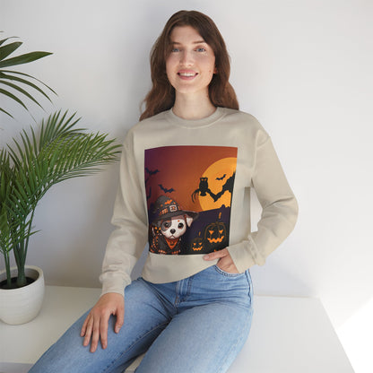 Unisex Heavy Blend™ Crewneck Sweatshirt - Pit Bull Pup and Pumpkins