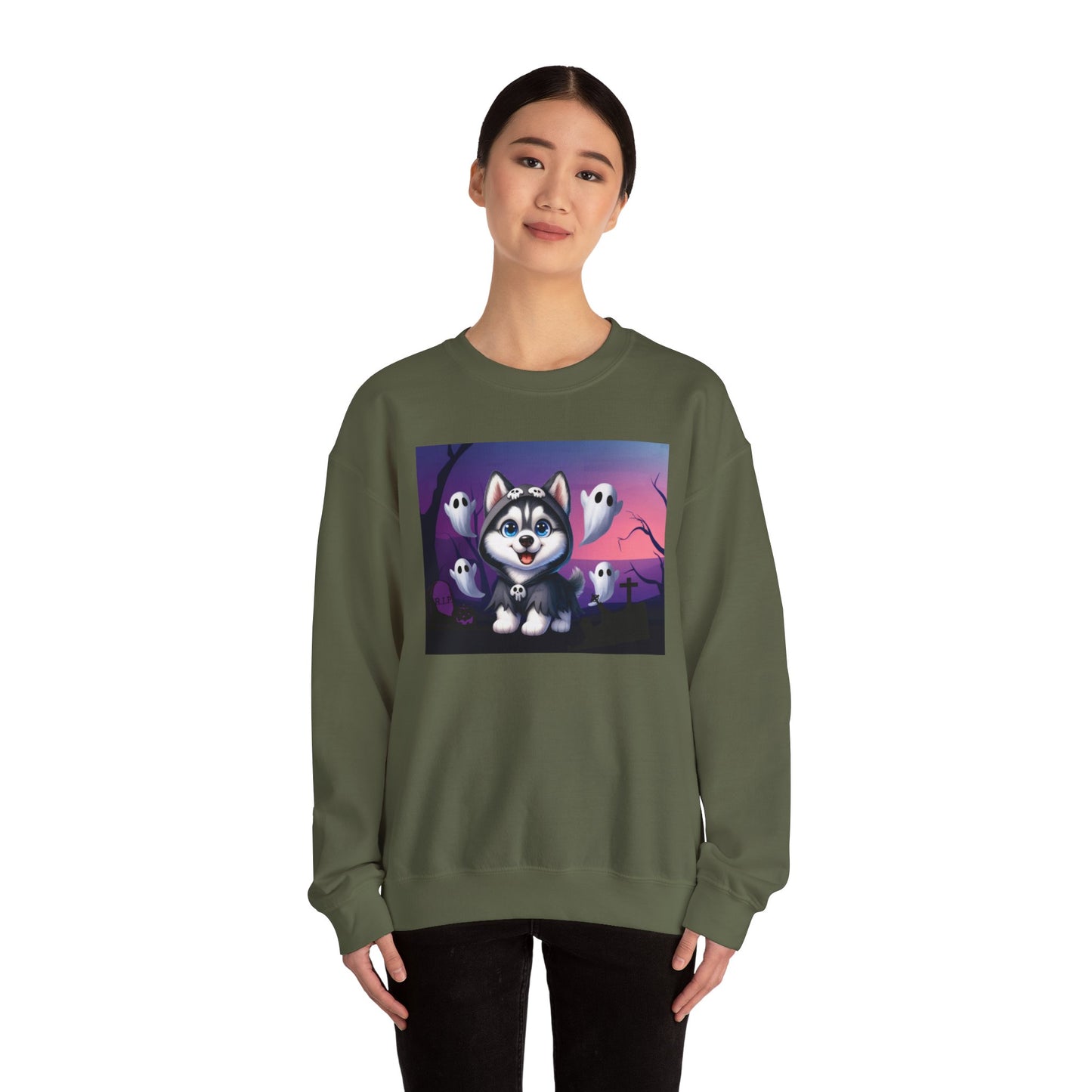 Unisex Heavy Blend™ Crewneck Sweatshirt Husky Ghost Punisher