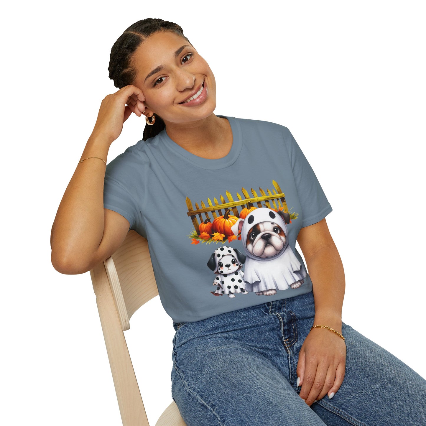 Unisex Softstyle T-Shirt - Bull Dog and Dalmatian Puppies