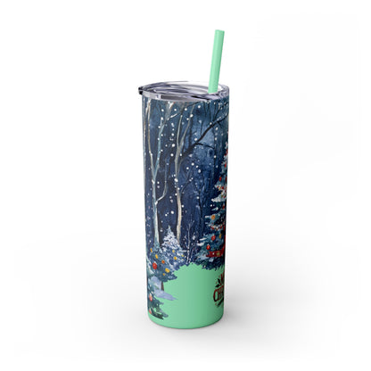 Merry Christmas Skinny Tumbler with Straw, 20oz