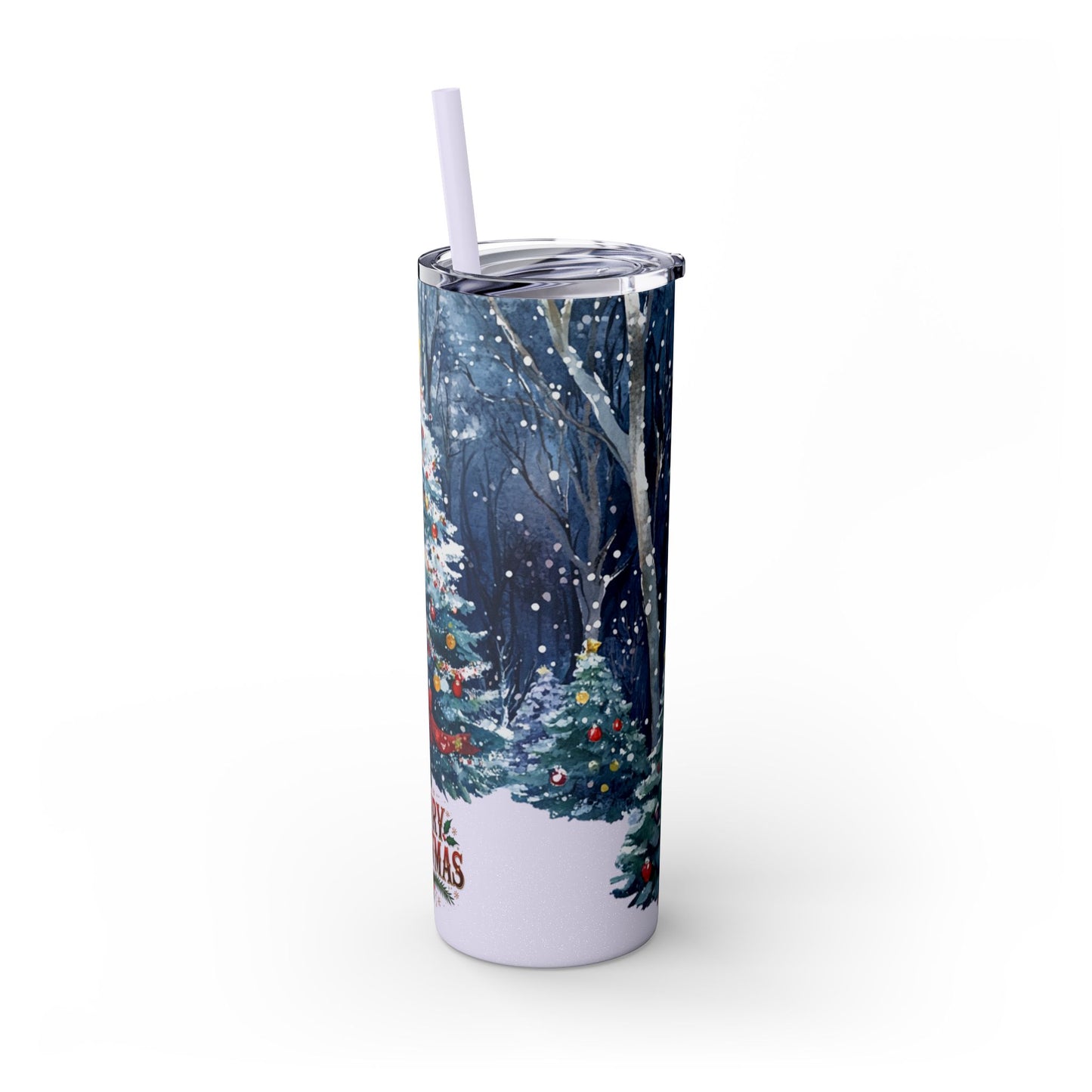 Merry Christmas Skinny Tumbler with Straw, 20oz