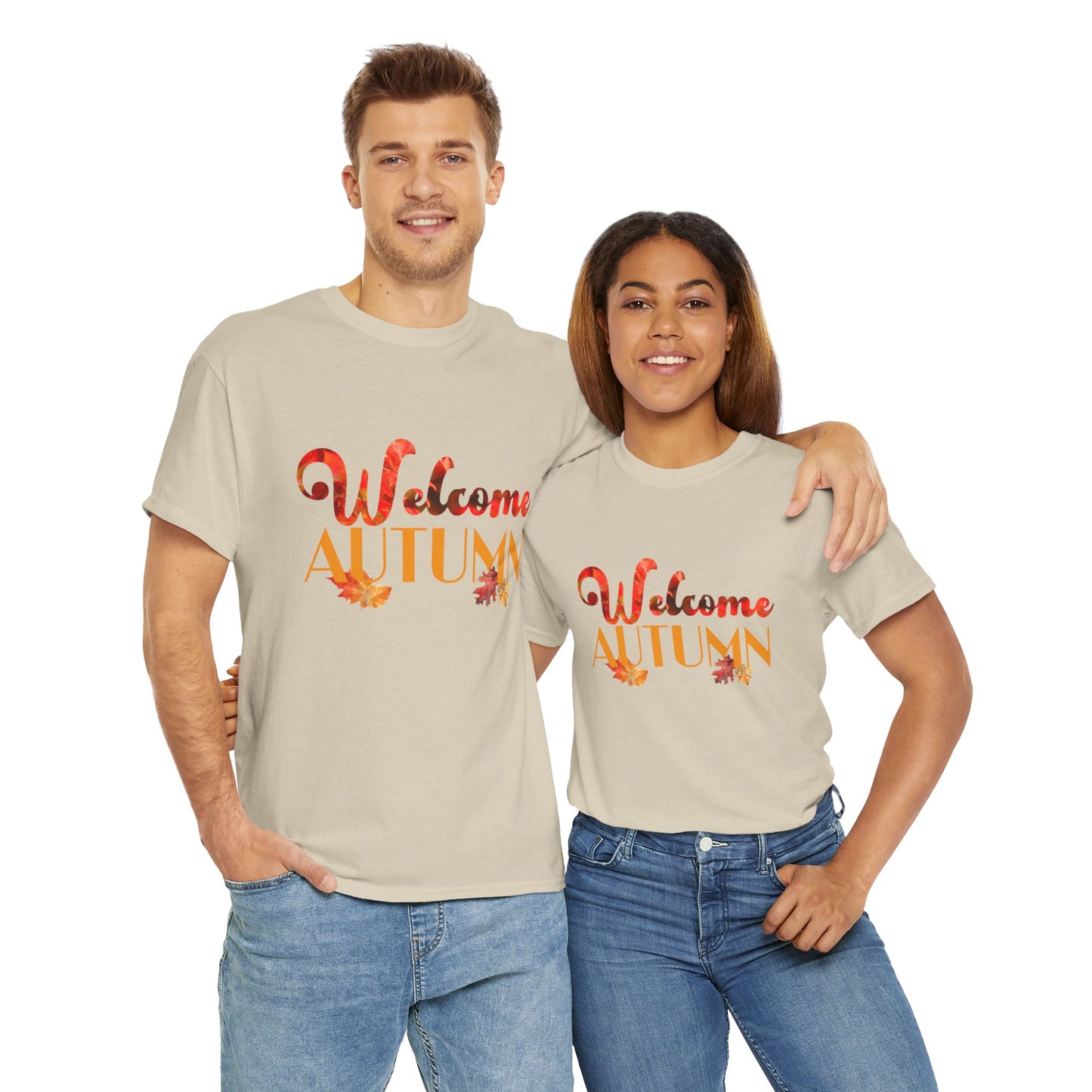 Welcome Autumn Leaves - Unisex Heavy Cotton Tee